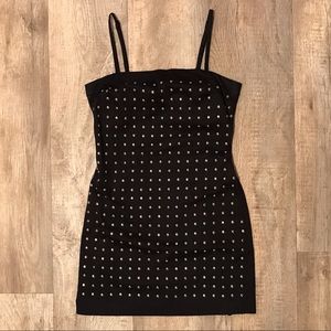Studded Little Black Mini Dress Y2K
